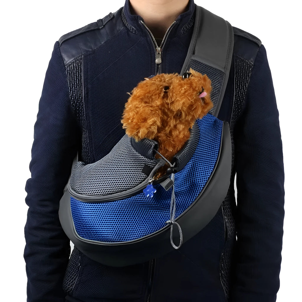 Polyester pet backpack for cats and small dogs with ventilation windows in blue colour