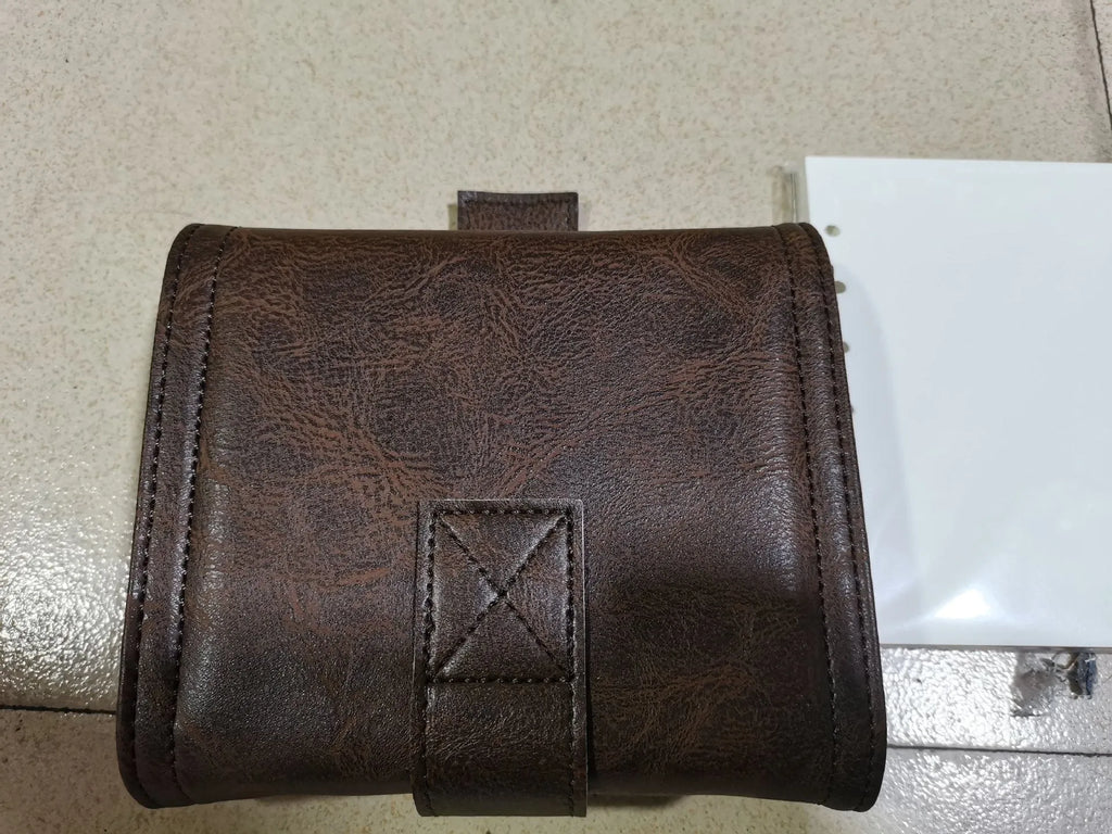 A7 brown retro leather buckle notebook with loose-leaf binding and PU cover