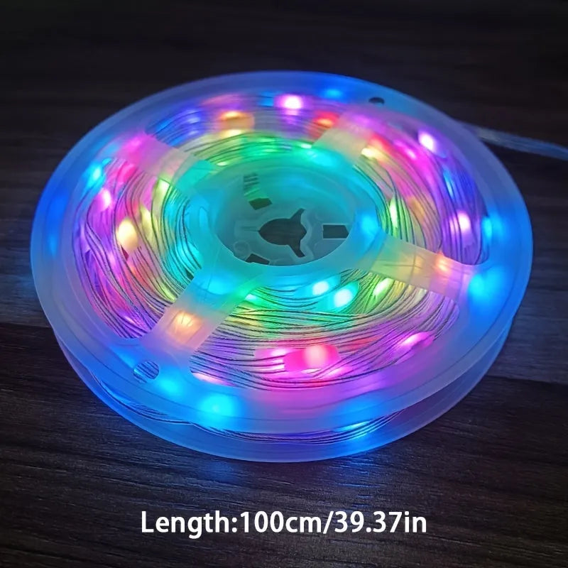 10-metre long multi-colour LED party light string with 100 lights for festival decoration.