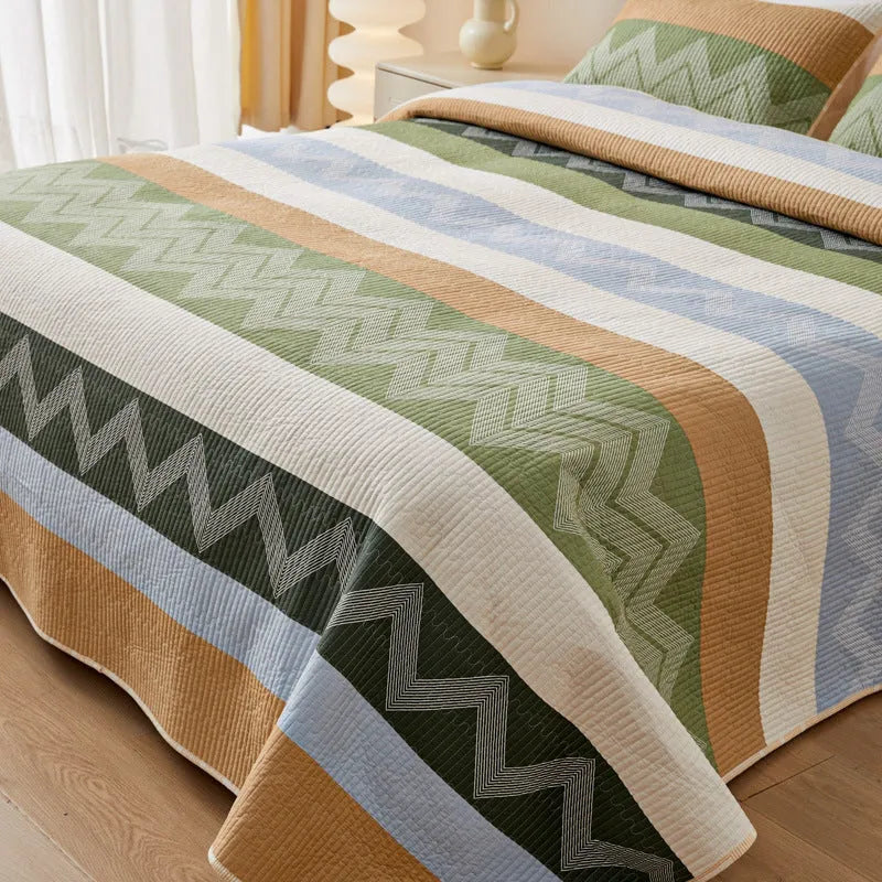 Pure cotton printed bed sheet set in modern bedspread style for a 2.2 metre bed.