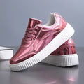 Rose gold platform sneakers with sequin details and thick MD soles