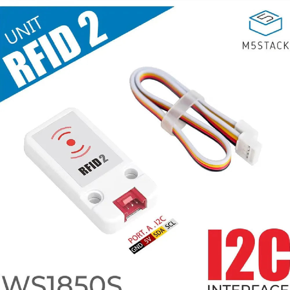M5Stack WS1850S 13.56MHz RFID sensor module with HY2.0-4P connection cable.