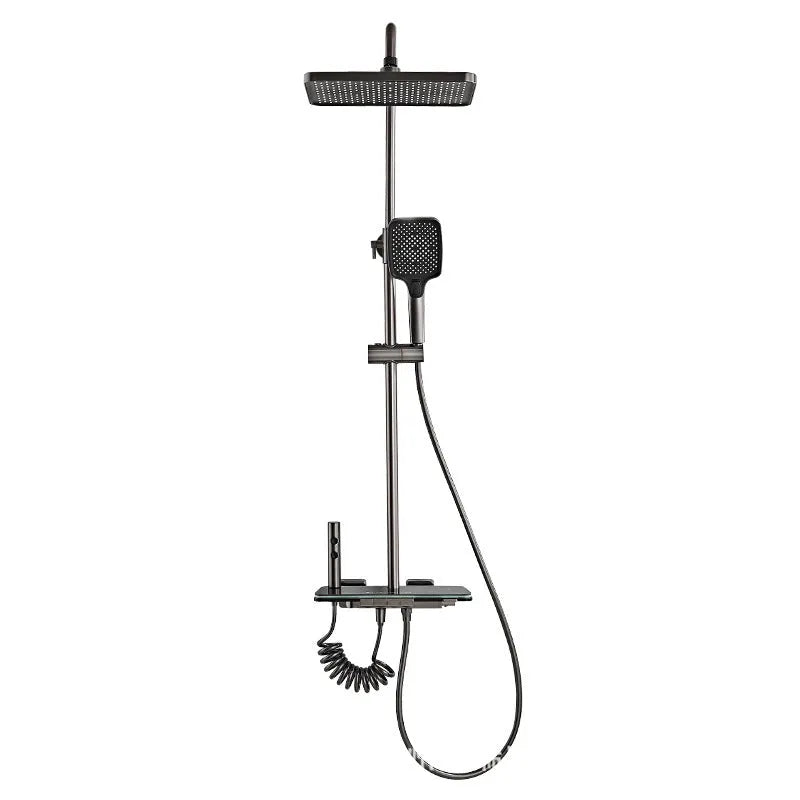 Aluminium digital display shower set in white or grey with concealed installation