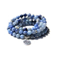 Natural stone women's bracelet with angel echeveria and lotus charm on wrist