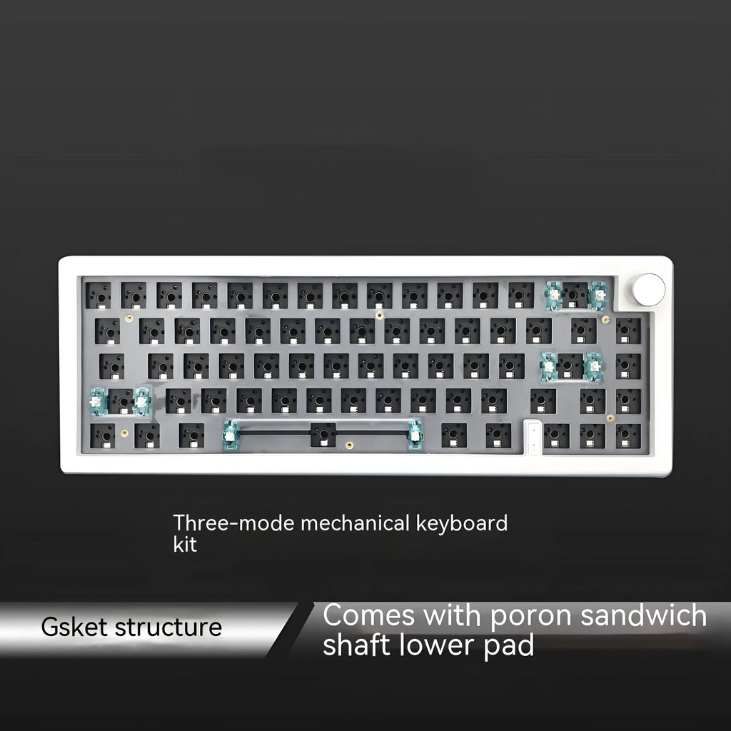 DIY hot-swappable mechanical keyboard kit with RGB lighting and rotary knob in seven colour options