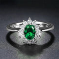 Blue moissanite women's ring with flower shape design and zirconium inlays on electroplated copper band