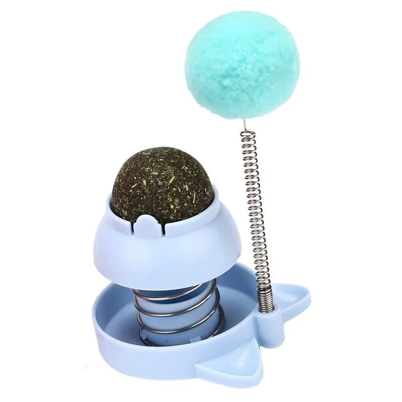 55mm mint-scented cat toy ball with self-moving mechanism in blue, orange and pink colour options