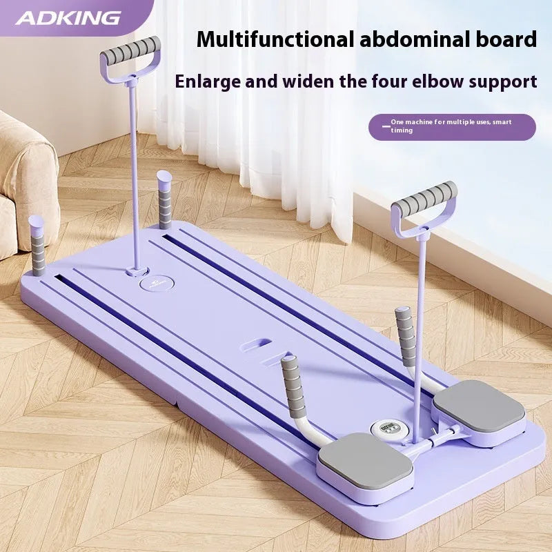 Standard purple fitness board with automatic rebound abdominal wheel for home workouts
