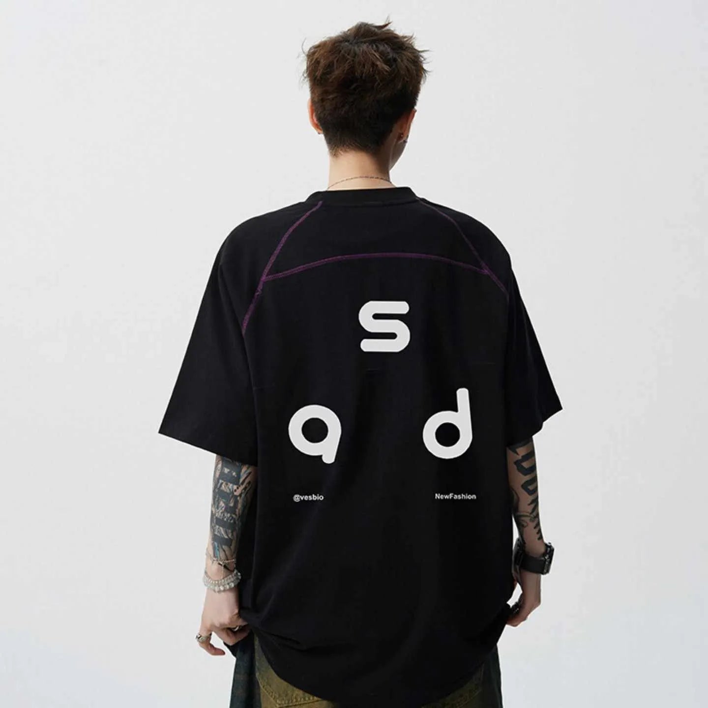 Men's loose fit cotton t-shirt with printed letter design in multiple colour options