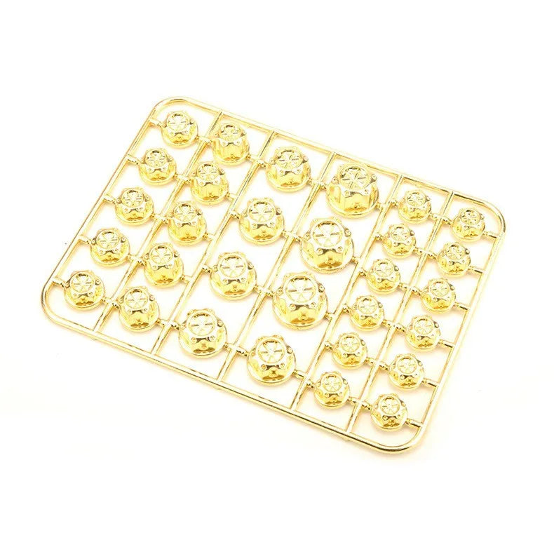 Motorcycle engine screw cover set with 30 ABS plastic caps in eight colours including black, red, gold, blue, silver, green, orange, and purple