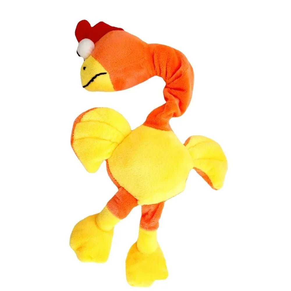 Screaming chicken dog toy with squeaker in black, green or orange rubber