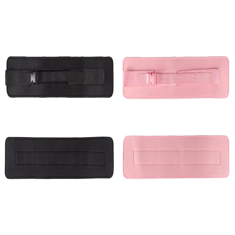Black hip bridge auxiliary strap for dumbbell and barbell fitness training with lumbar support