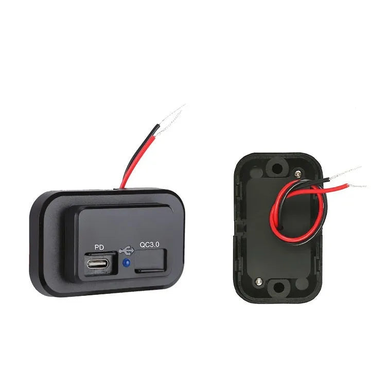 Black car charger with USB-C port for QC3.0 and PD fast charging at 36W.