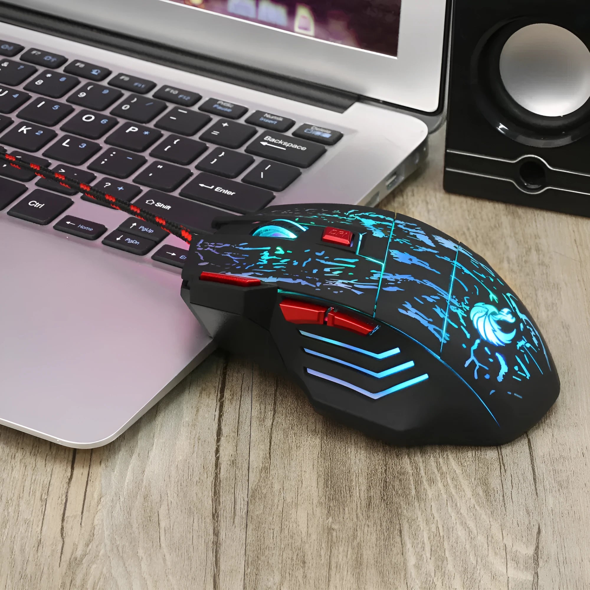 H300BK colour wired gaming mouse with luminous effects and ergonomic design