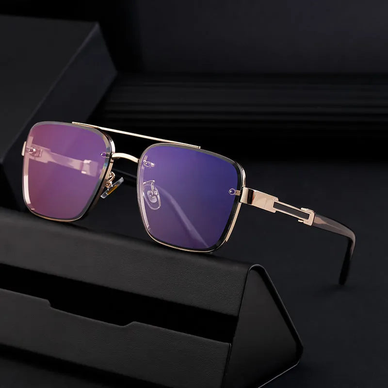 Men's vintage style sunglasses with UV protection in a European American design on a PC frame.