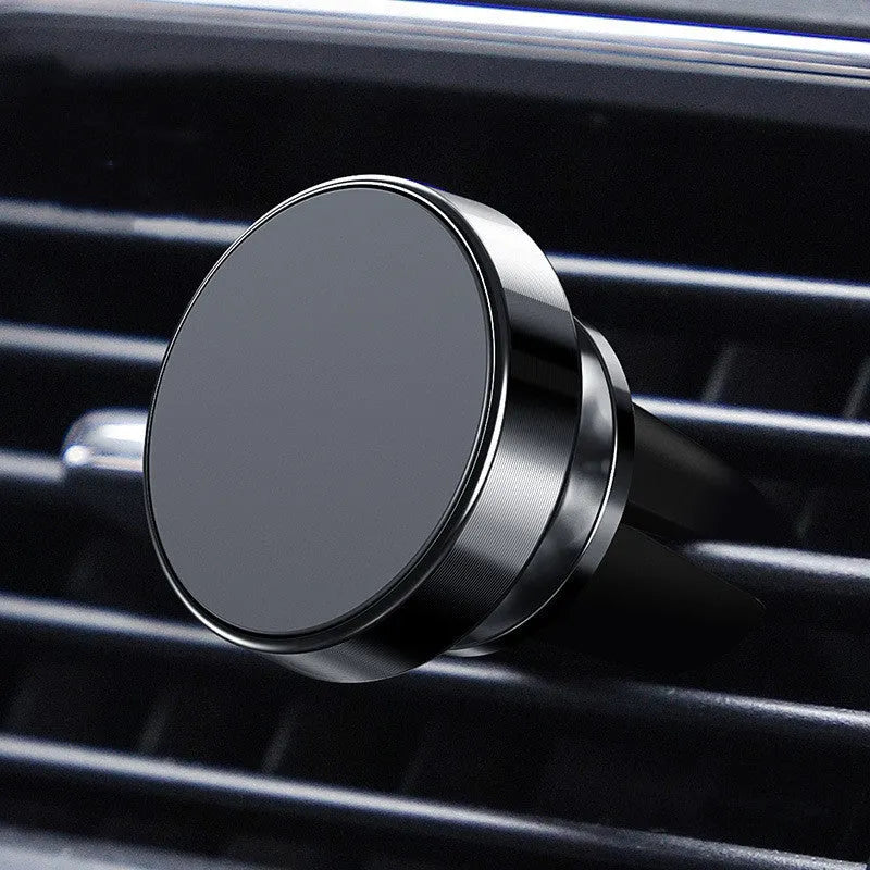 Magnetic car phone holder with aluminium alloy construction in black colour