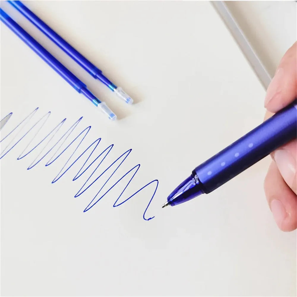 Hot erasable 0.5mm push gel pen with plastic shell and stainless steel nib