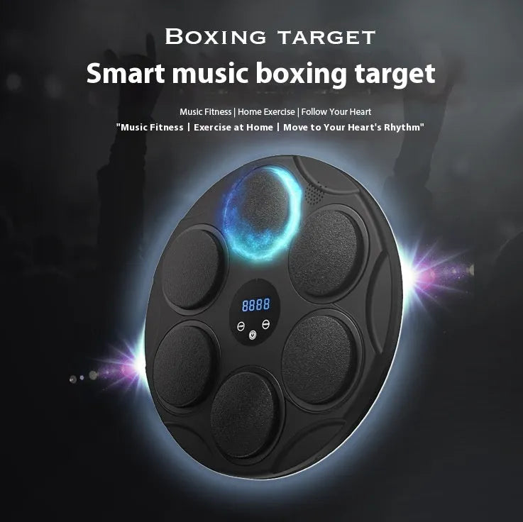 Black smart Bluetooth boxing target with coloured lights for wall-mounted fitness training