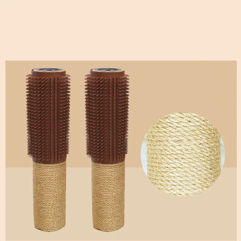 Brown sisal scratching post for cats measuring 30cm tall with sisal rope surface