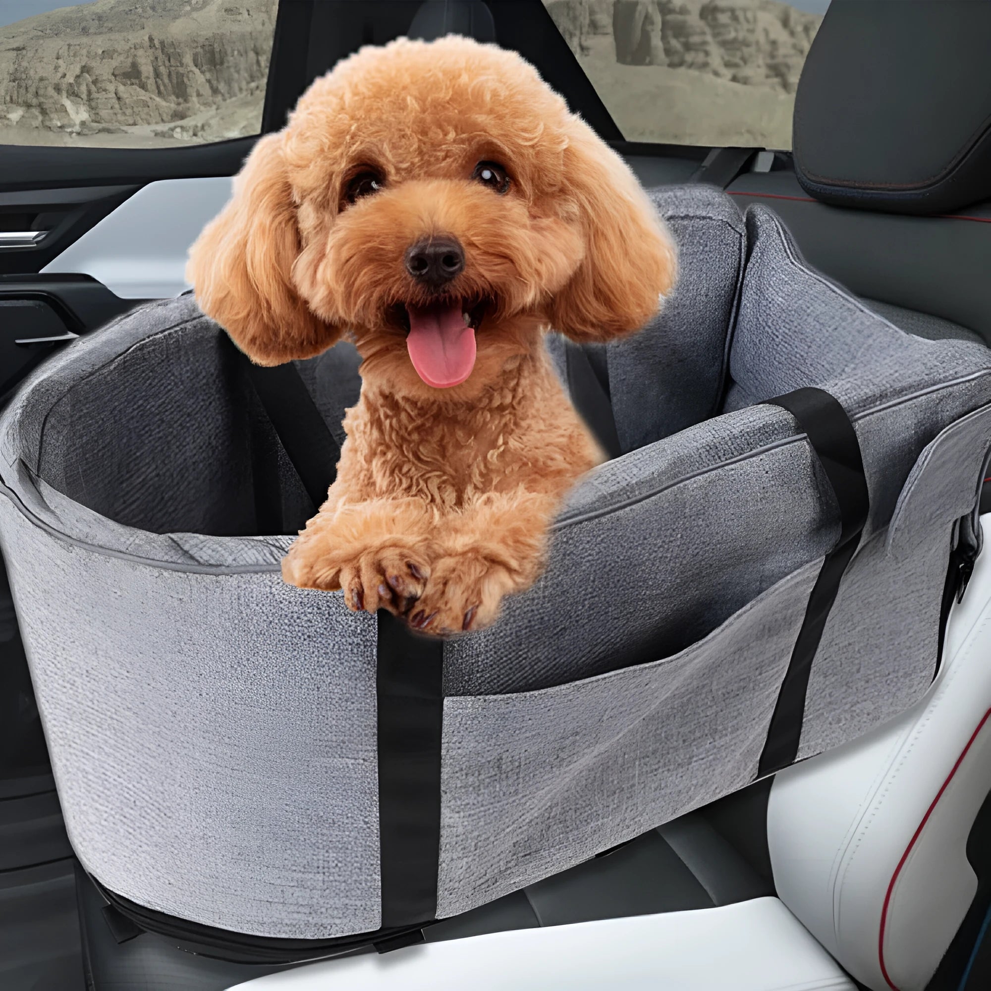 Outdoor dog kennel in garden setting with four-season cloth construction