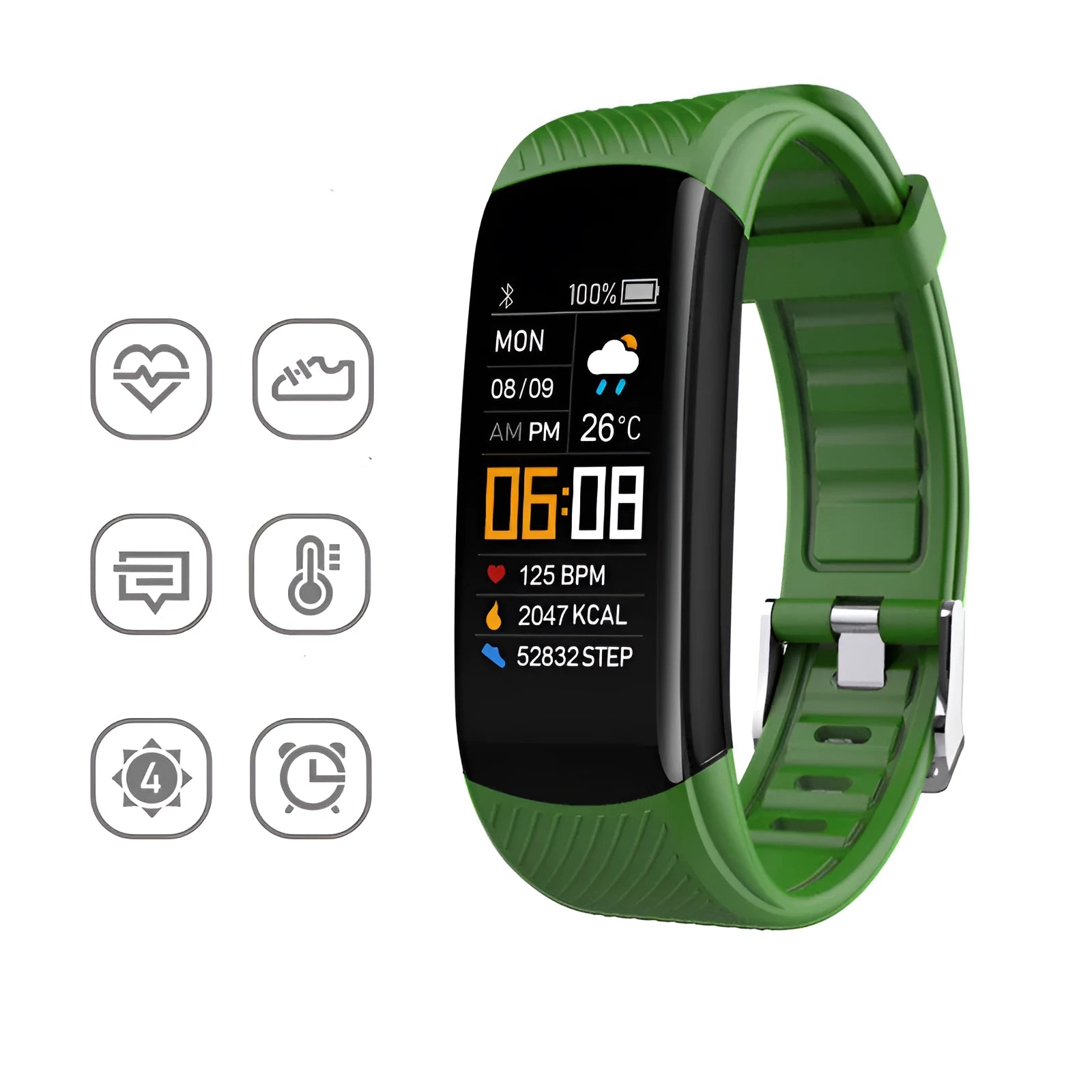 Adult sports silicone pedometer bracelet with 0.96 inch screen and TPU band in multiple colours
