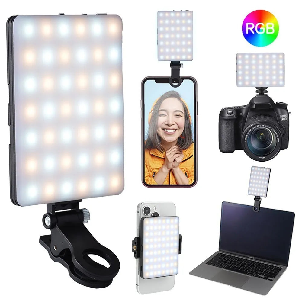 VL series pocket LED fill light with clip attached to a smartphone for photography.