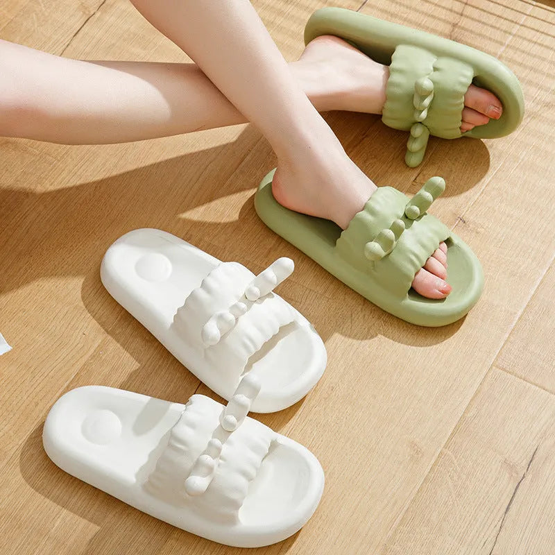 Deer horn style EVA flip flop slippers in light colour with hollow out design