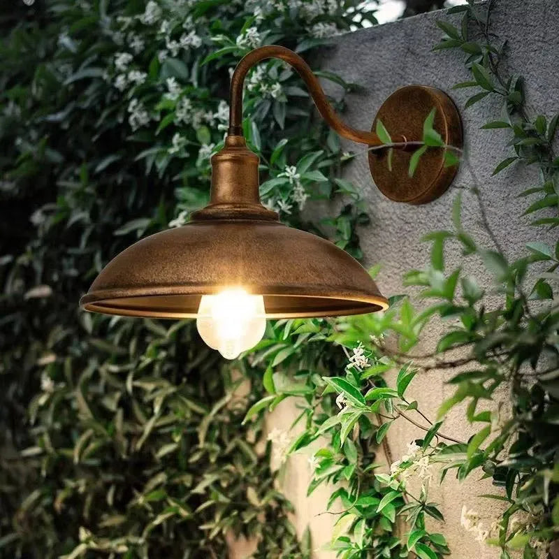 Retro-style villa courtyard wall lamp in silver finish with adjustable bevel mounting angle