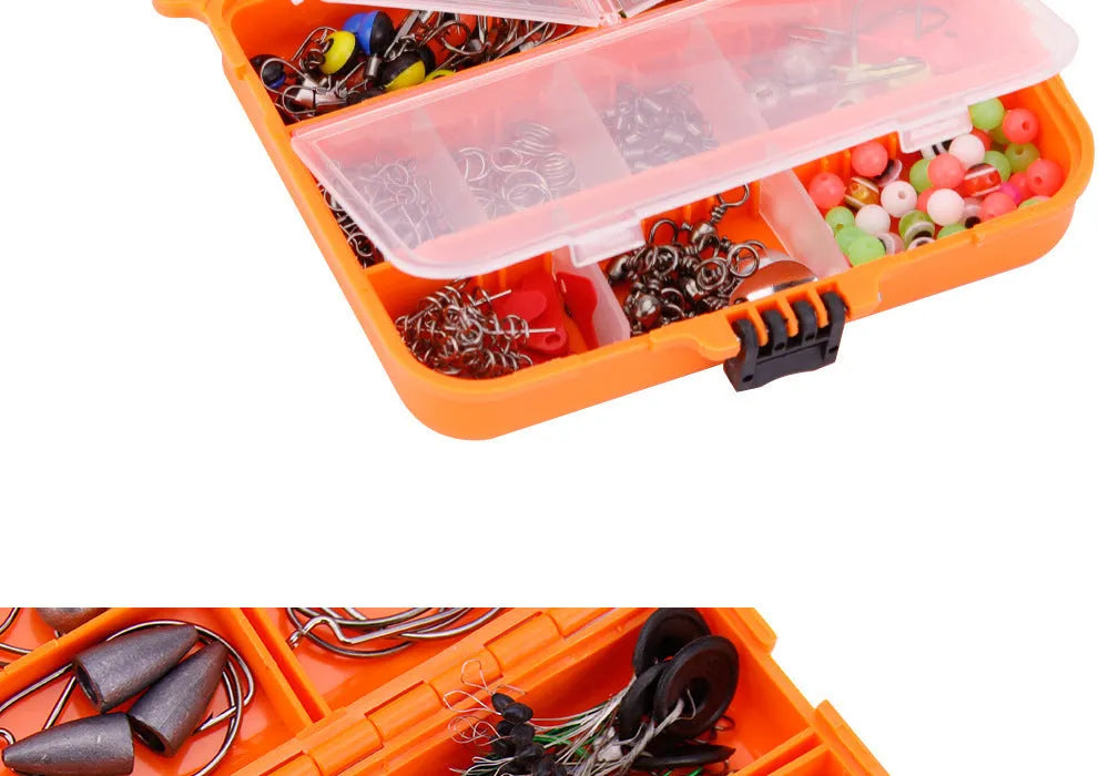 Weihe 257-piece fishing lure hook accessories set in ABS plastic box for Texas sea rock fishing