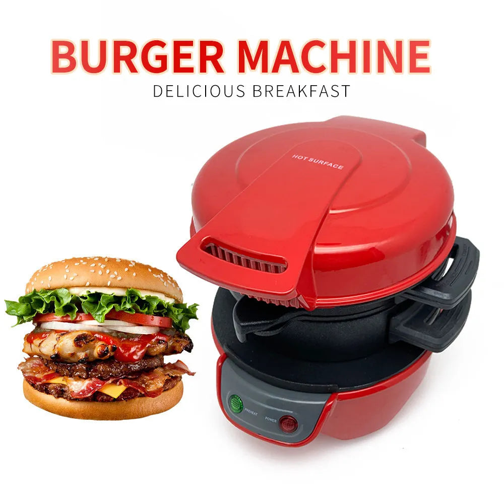 Household breakfast sandwich maker with egg cooking ring in red, orange, or silver grey colours