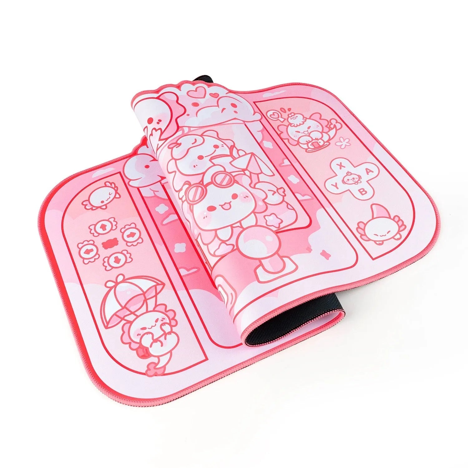 Hexagonal dragon crane machine cartoon anime design on large 75x40cm cloth mouse pad with wrist strap