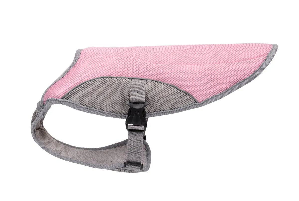 Polyester dog cooling vest in orange, pink, or blue, sizes S to 2XL, casual cooling clothing for dogs