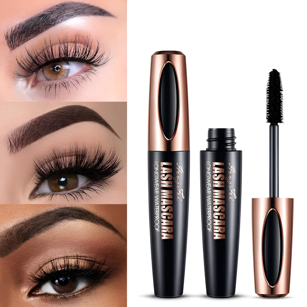 Black waterproof mascara with sweat-proof and non-smudging properties for long curling effect