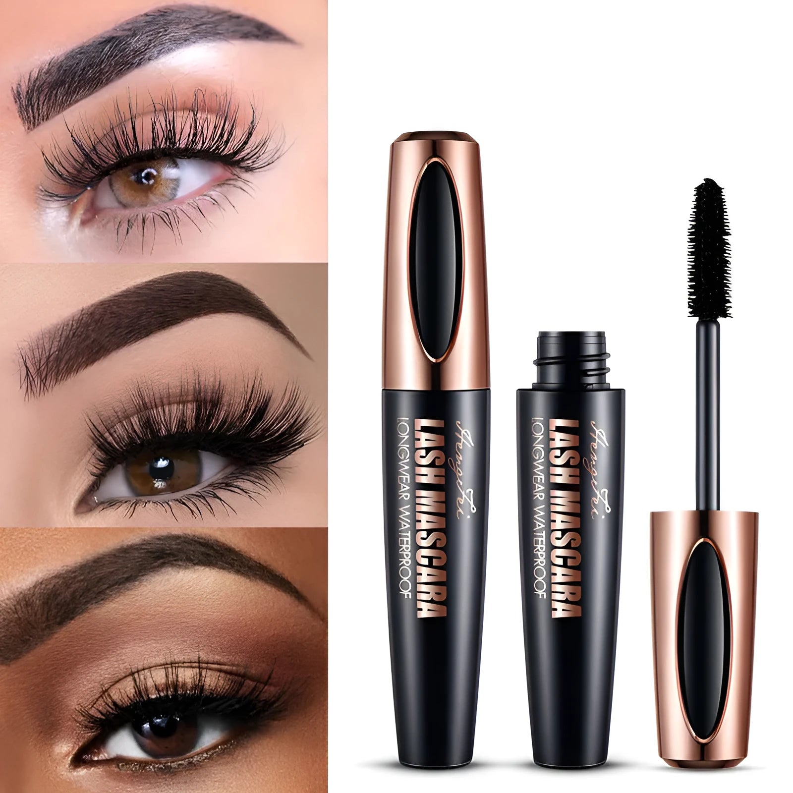 Black waterproof mascara with sweat-proof and non-smudging properties for long curling effect