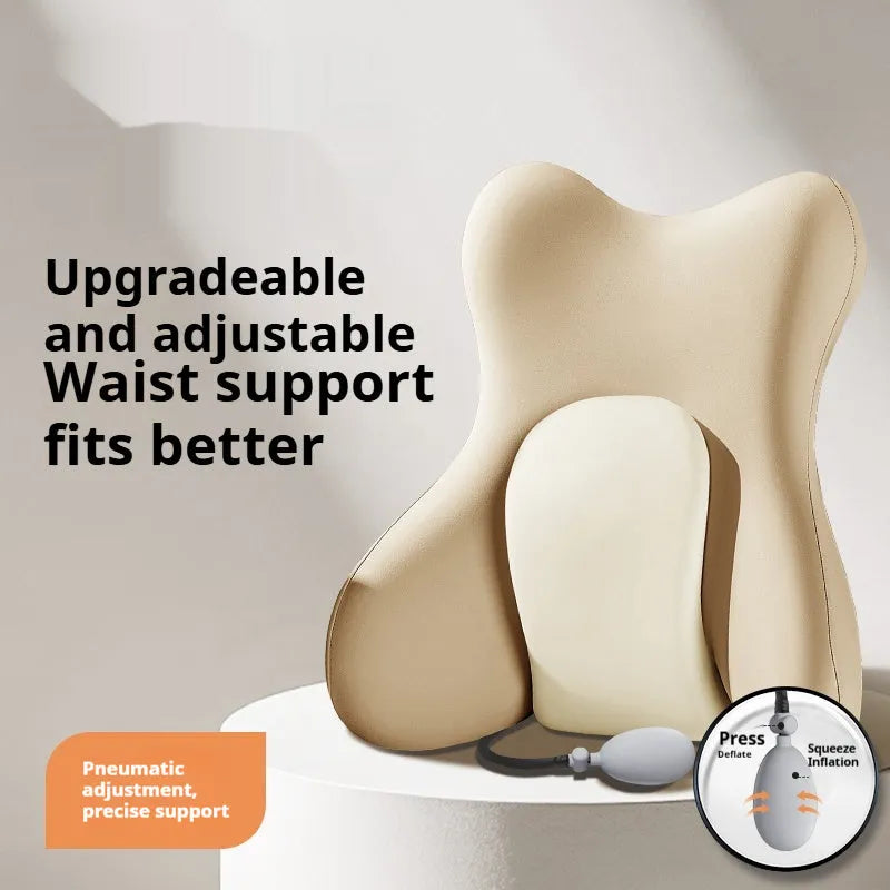 Ergonomic memory foam backrest waist pad with a removable washable cover.
