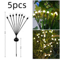 Solar-powered LED garden spike light with stainless steel ground plug stuck in soil.