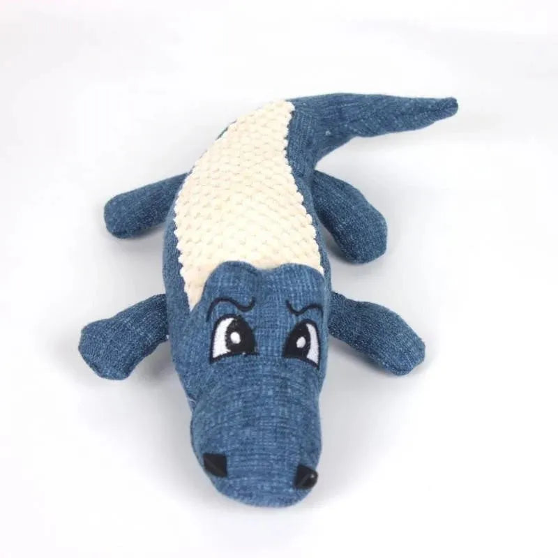 Blue, green, and red corn grid textured plush pet toy measuring 18 cm