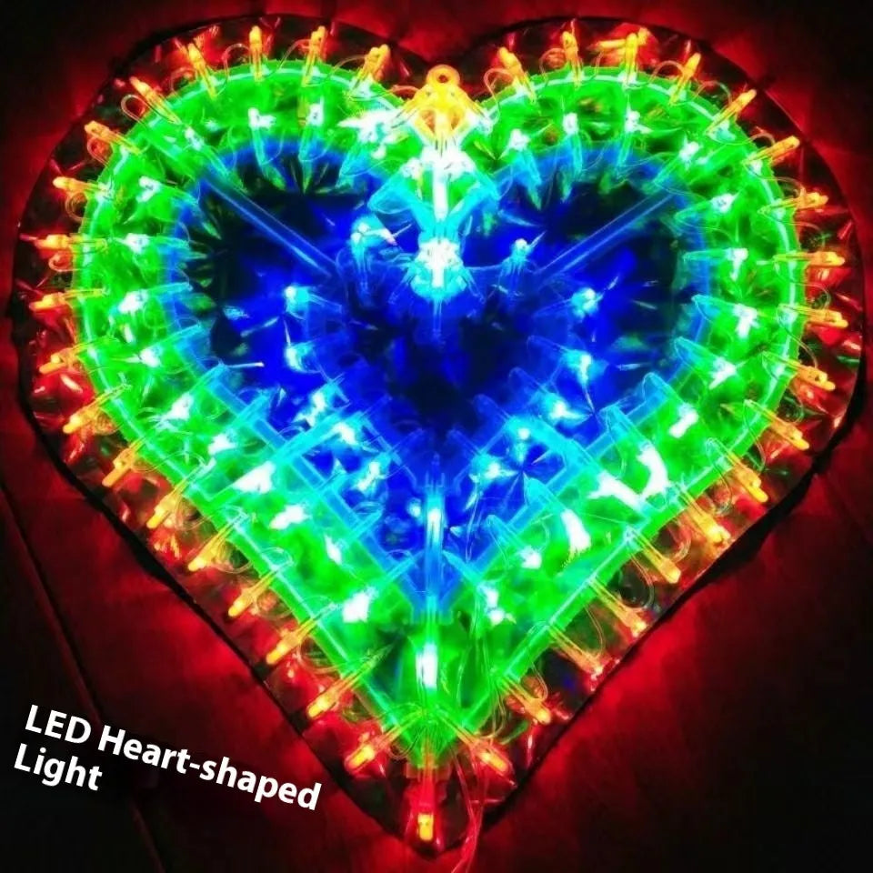 Outdoor Christmas string lights with decorative peacock, heart, sunflower and star bulb designs
