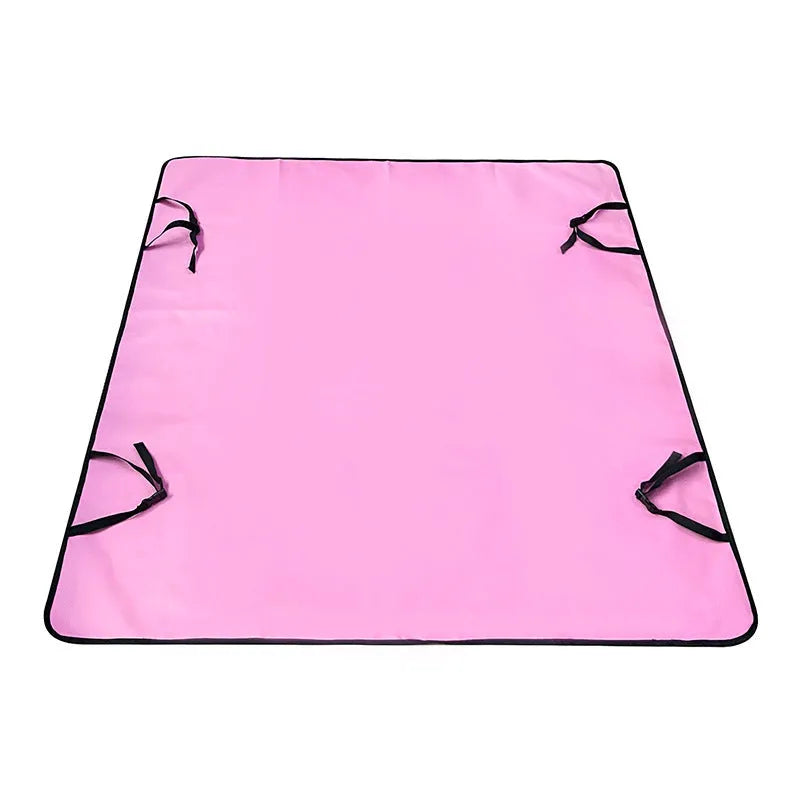 Dog car seat protection mat covering rear vehicle seat with water and dirt resistant cloth material