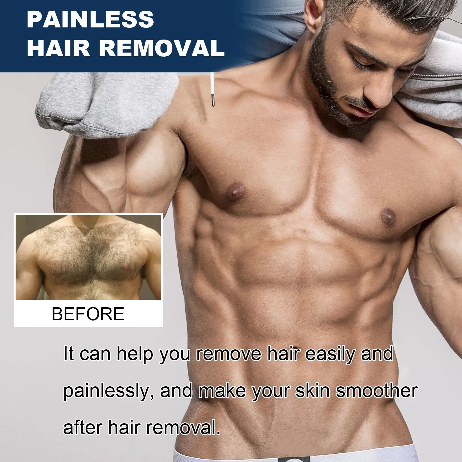 100ml tube of men's hair removal cream for beard, armpit, leg, and hand use.