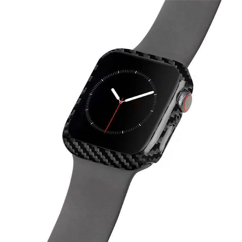 Apple Watch Series 4 in a slim black half wrap leather protective case.