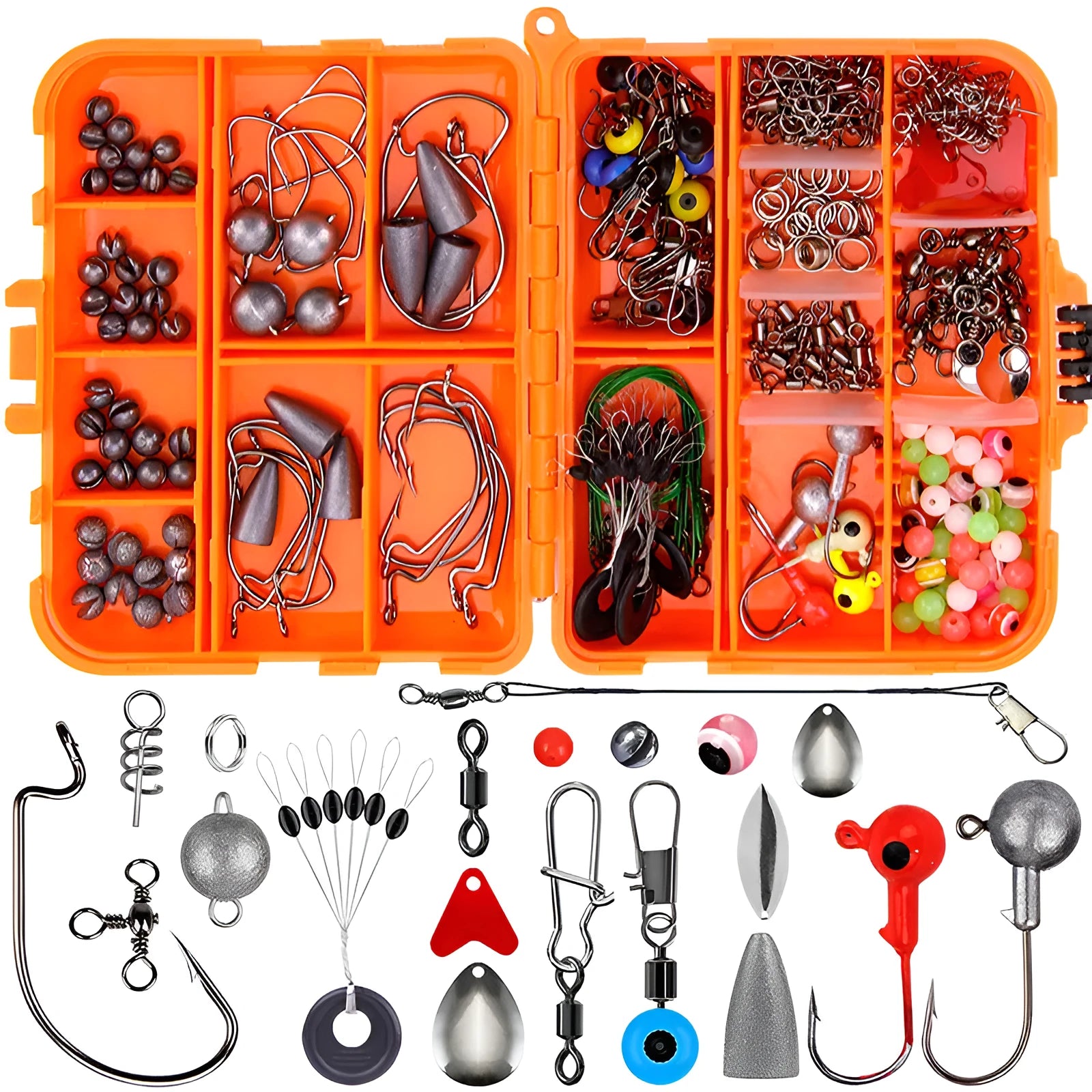 Weihe 257-piece fishing lure hook accessories set in ABS plastic box for Texas sea rock fishing