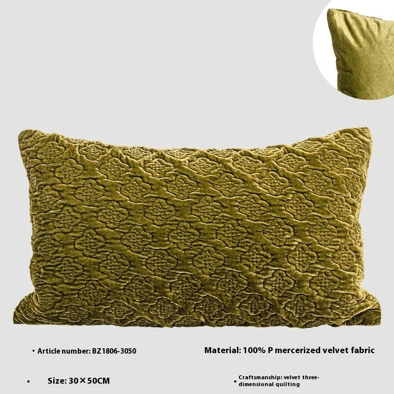 Brown gold antique Chinese style quilted cushion pillow with three-dimensional pattern