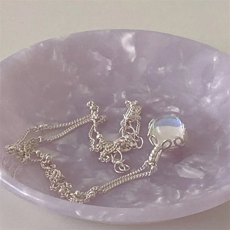 925 sterling silver necklace with geometry ornamental stone pendant on adjustable curb chain