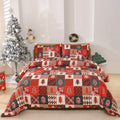 Christmas red plaid pattern bedding three-piece set showing bed cover-style European design