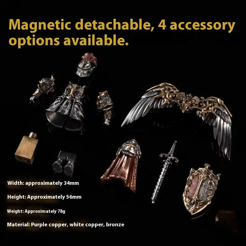 Copper Paladin National Style table ornament with electroplated finish and crusader angel wing options