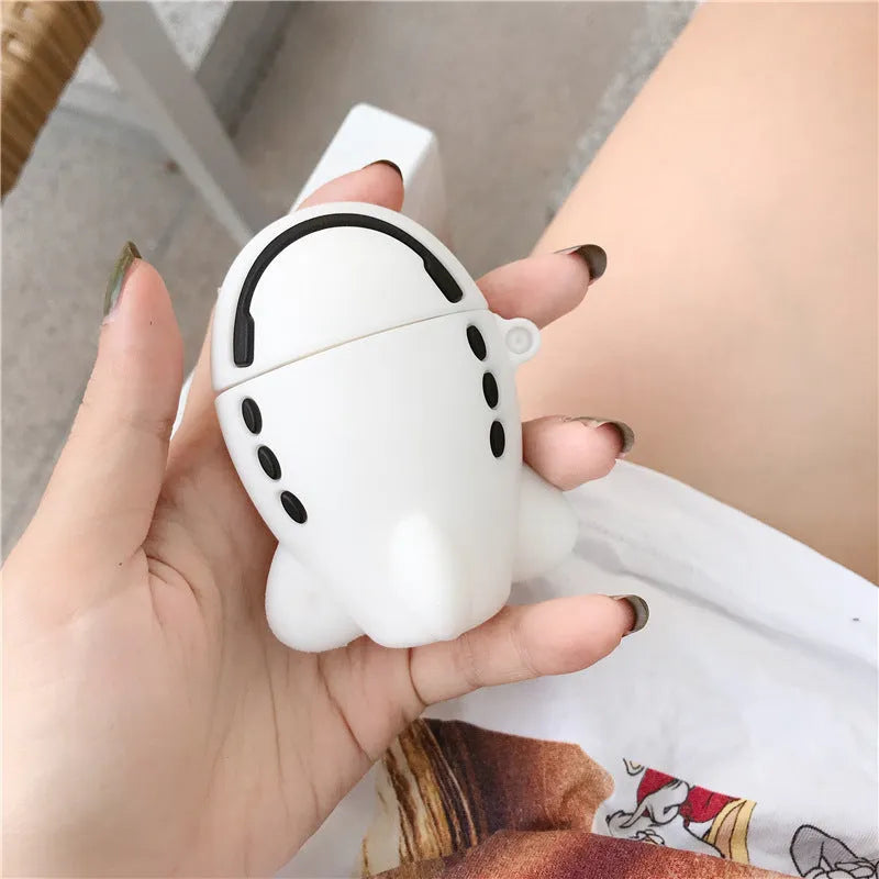 Cartoon aircraft headset design silicone case for Apple AirPods with flip opening and attachment hook
