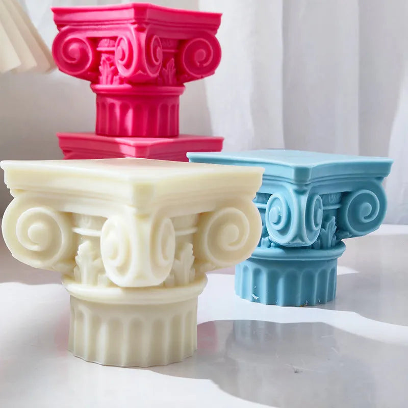 Silicone Roman pillar column mould for candles and baking with irregular shape