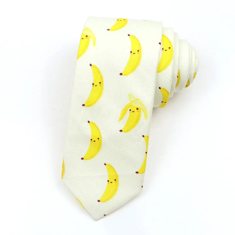 Narrow Korean-style cotton bow tie featuring a colourful cartoon print pattern.