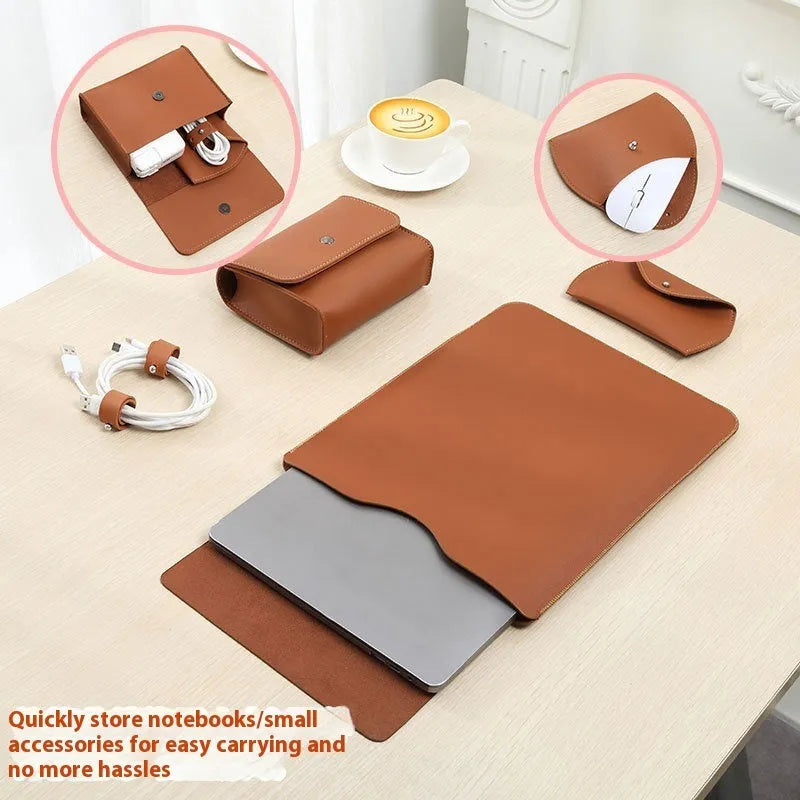 Four lock edge notebook leather liner protective covers for MacBook laptops in chosen colour